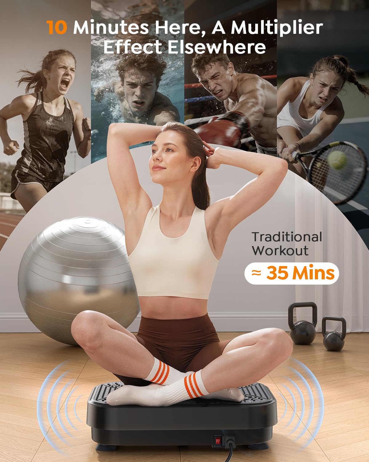 Burever Vibration Plate Exercise Machine, Full Body Vibration Plate for Lymphatic Drainage, 99 Adjustable Speeds, Power Vibration Fitness Platform for Weight Loss & Fitness, Women Men