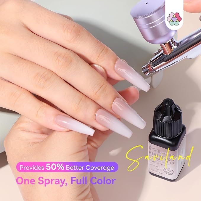 SAVILAND Airbrush Gel Polish Hema-Free: Dilution-Free 12PCS Cappuccino Color Airbrush for Nails Non-Acetone Fine Mist Spray for Gradient & Ombre Nail Art Airbrush Gel Nail Polish Set for Nail Supplies