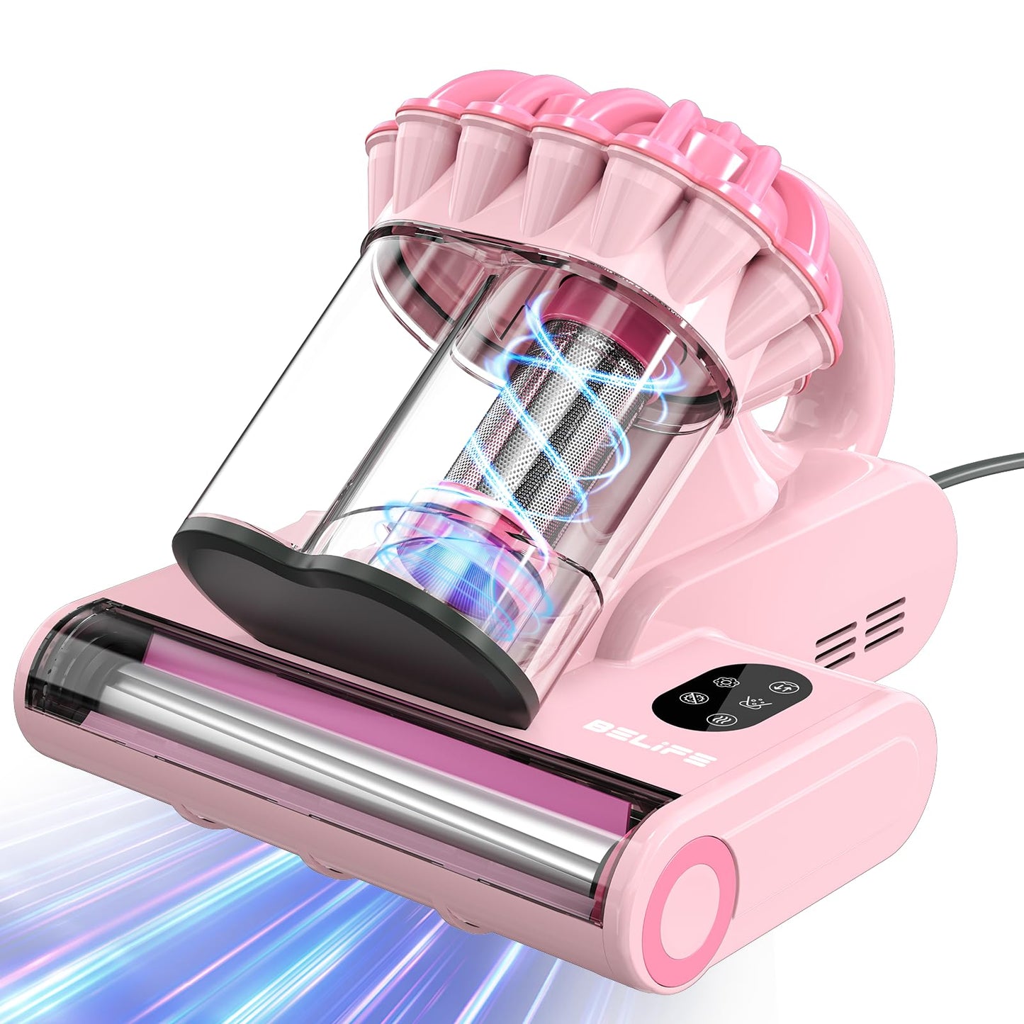 Belife M8 Mattress Vacuum Cleaner, 18Kpa Bed Vacuum Cleaner with UV & Hot Air & High Heating, 550W Powerful Suction Double-Cup Handheld Vacuum Sofa Couch Cleaner for Dust Pillow Crib Pet Hair, Corded
