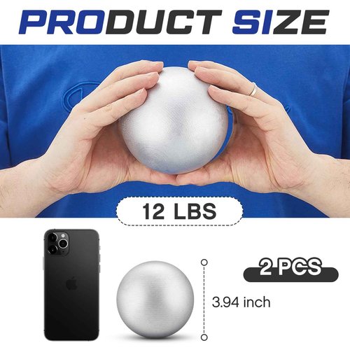 Silipull 2 Pcs Spring Sports Iron Shot Put Outdoor Shot Put Balls Silver Cast Iron Shotput Weight Balls for High School Track and Field Competition Practice(Silver,12 Lbs)