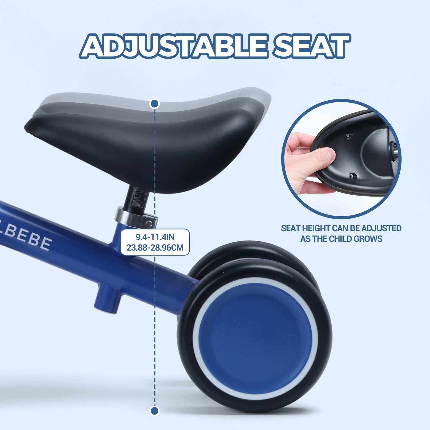 COOLBEBE Toddler Balance Bike for 1 Year Old Boys Girls Gift, 2 Years Toddler Balance Bike with 4 Silent Wheels, One Year Old Birthday Gift Baby for 12M-36M Pre-School (Blue)