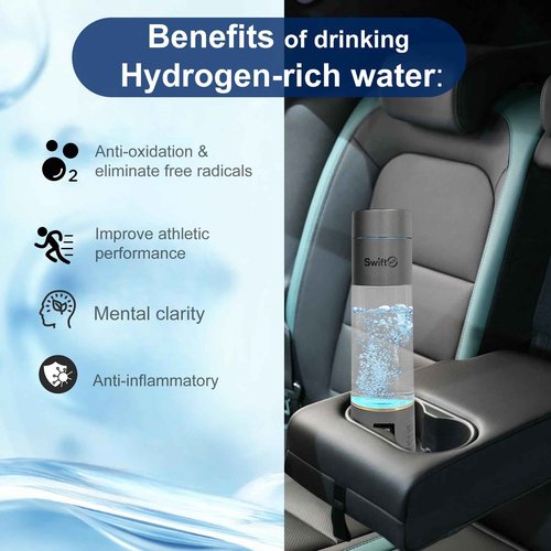 SwiftH2O Hydrogen Water Bottle 2024 with PEM SPE Technology, PEM Electrolysis Hydrogen Generator 4000+ PPB LED Display, Hydrogen Water Ionizer Machine for Home Office Travel, Gifts for Men and Women