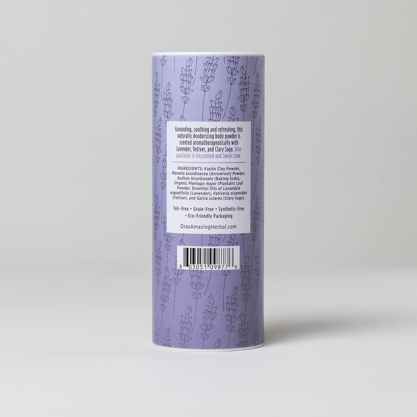 Ora's Amazing Herbal Talc Free Body Powder for Women, Cornstarch Free Talcum Dusting, Grounding Relaxation Scent, Essential Oils Lavender, Vetiver, Clary Sage, Blissful Earth 2.5 oz