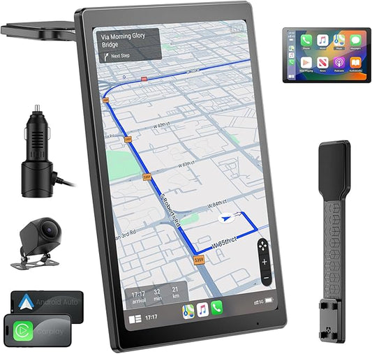 8” Wireless Apple CarPlay Screen for Car with Android Auto & 1080P Backup Camera, Rotatable Touchscreen Car Stereo, Vertic...