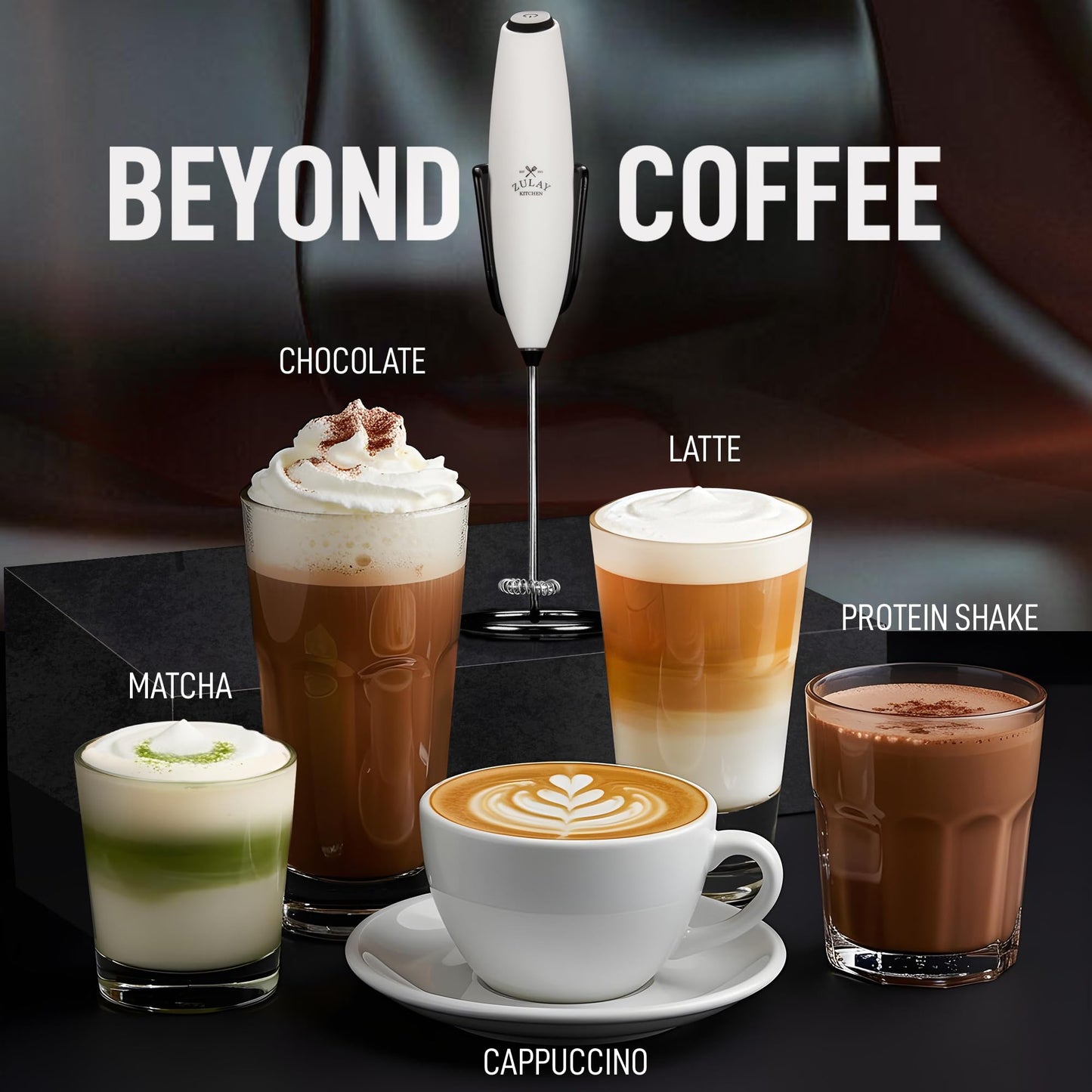 Zulay Kitchen Executive Series Luxury Gift Milk Frother with 4 Duracell Batteries – Handheld Electric Foam Maker for Coffee, Lattes & Hot Chocolate – Deluxe Finish, Ultimate Gift for Coffee Lovers