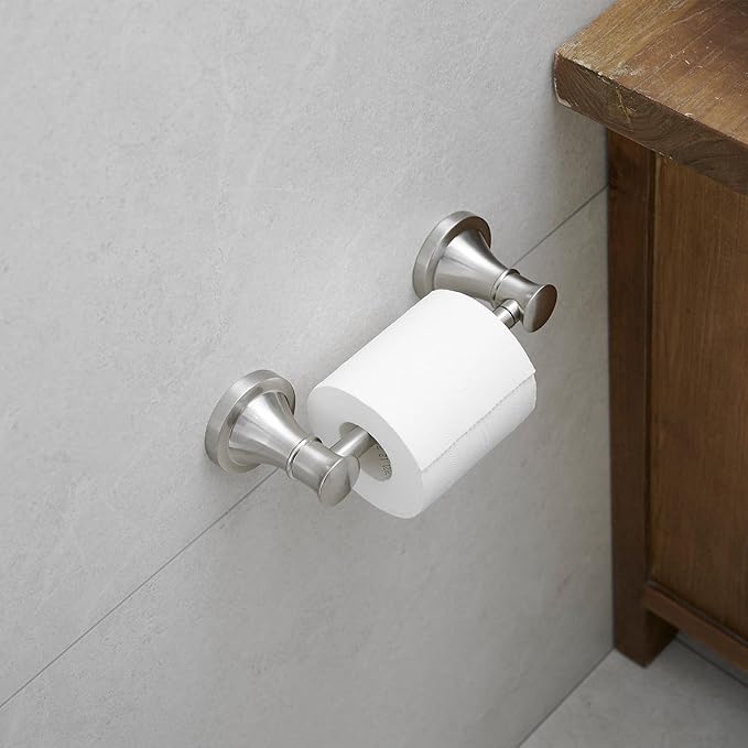 RUMOSE Toilet Paper Roll Holder Bathroom Flexible Pivoting Tissue Handle on Wall Mounted Brushed Nickel Rustproof Toilet Tissue Roll Holder,Stainless Steel