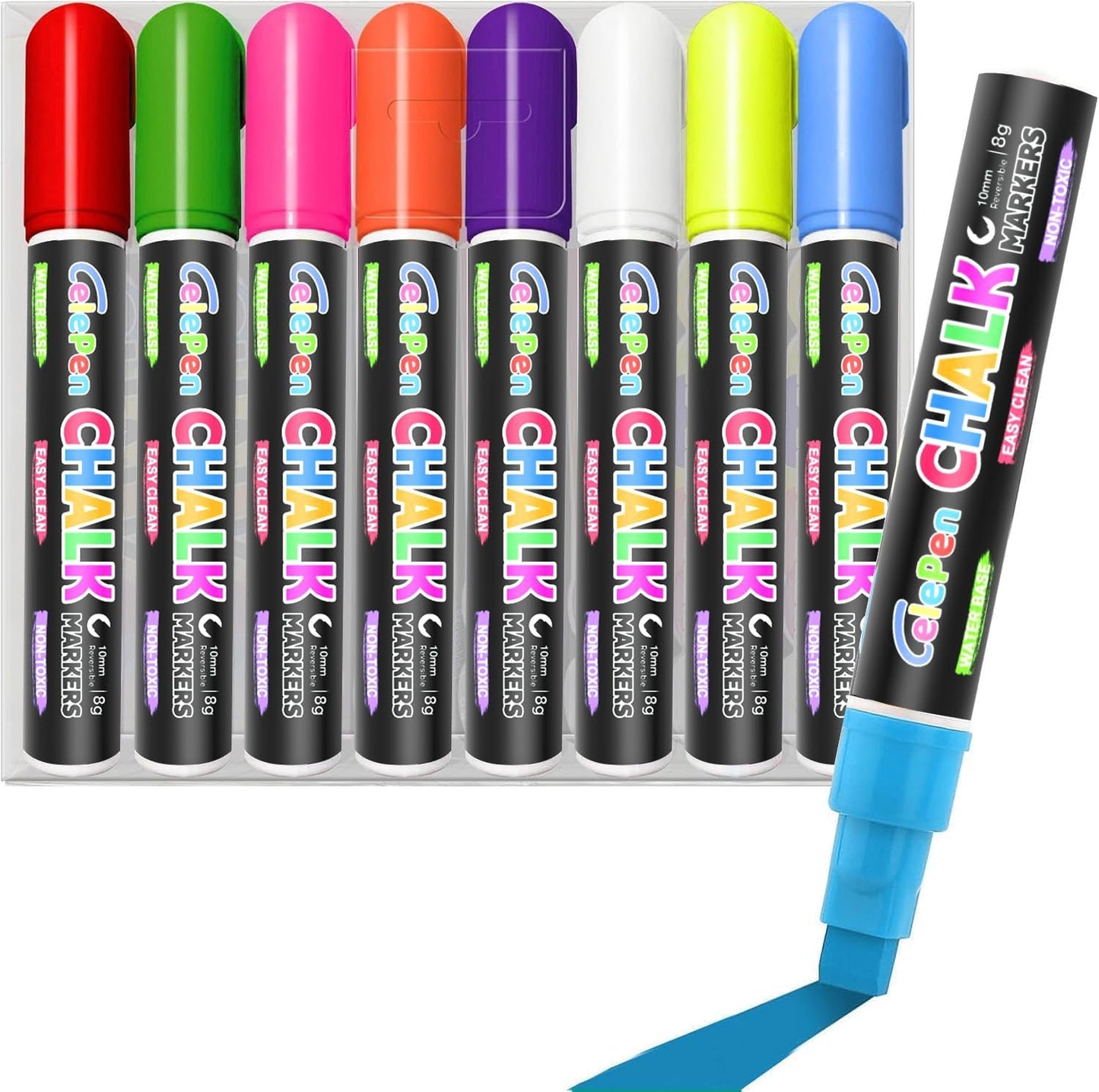 Window Chalk Markers for Cars Glass Washable, 8 Colors Jumbo Liquid Chalk Marker Pens with 10mm 3 in 1 Nib Wide Tip, Chalkboard Markers Car Window Paint Pen for Auto, Mirror, Poster