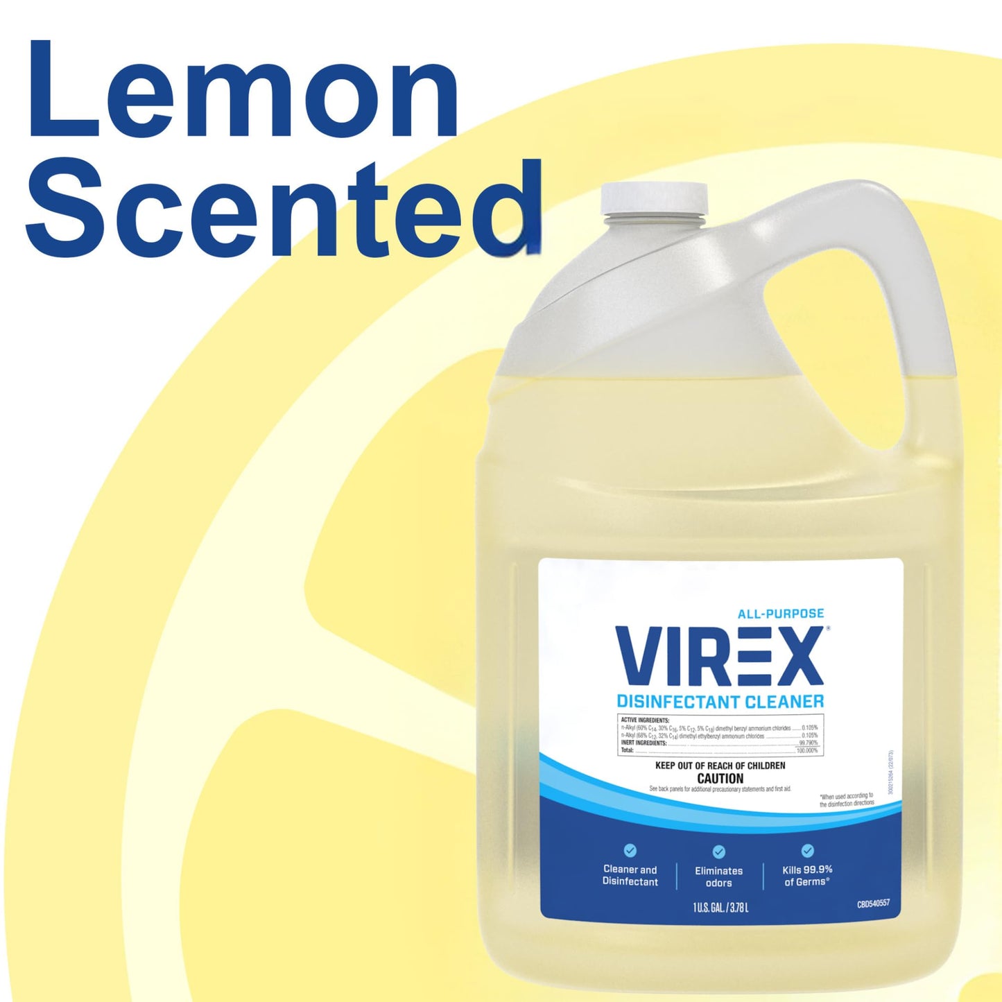 VIREX CBD540557 All Purpose Disinfectant Cleaner - Kills 99.9% of Germs and Eliminates Odors, Ready-to-Use Liquid Refill, Lemon Scent, 1-Gallon