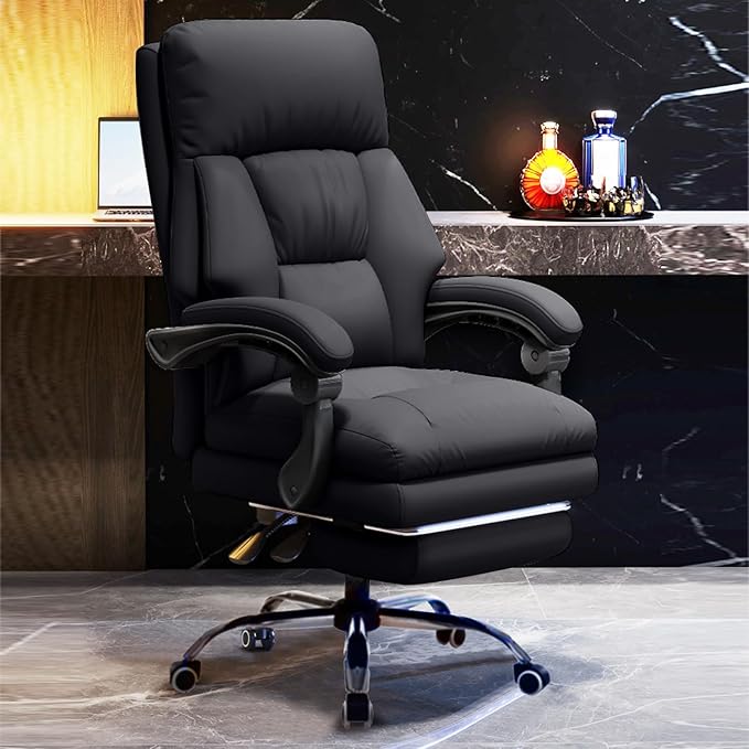 Office Chair with Leg Rest Executive Desk Chairs with Wheels High Back Computer Gaming Chairs Adjustable Reclining Ergonomic Work Chair for Home Office