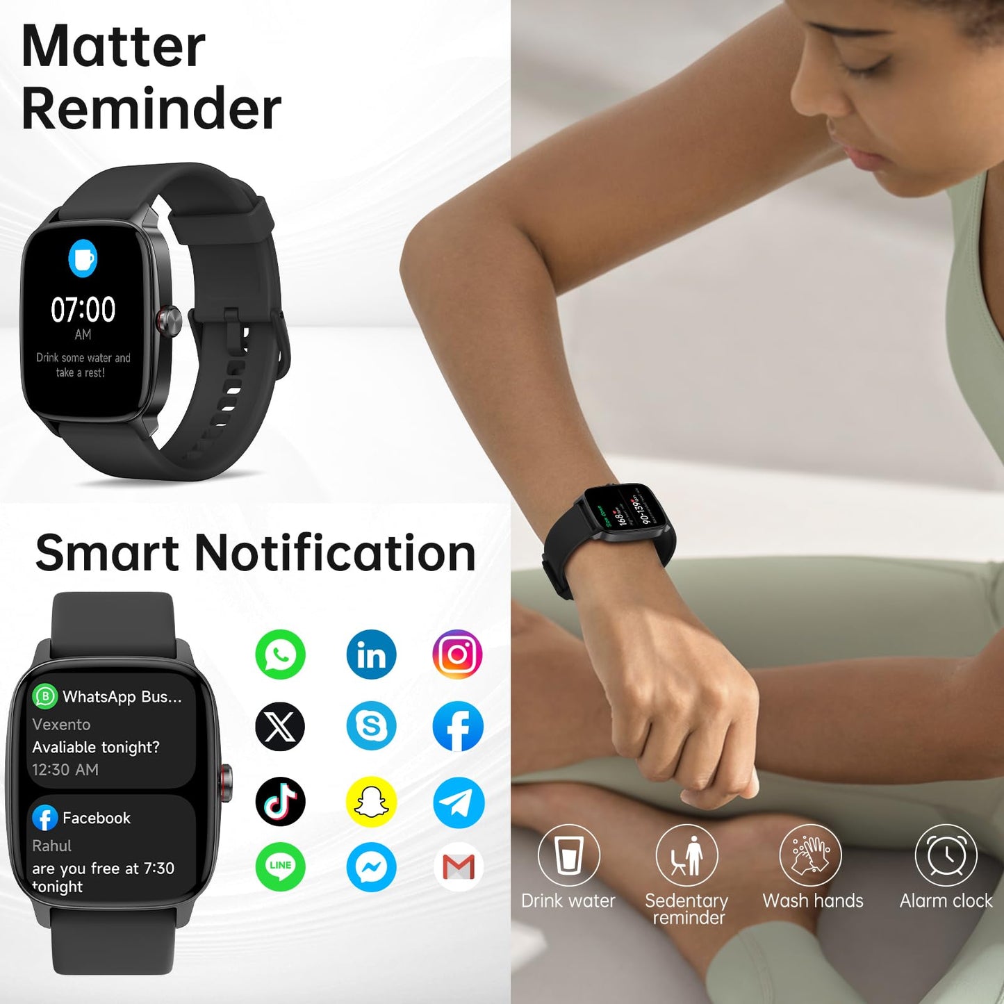 Smart Watch For Men Women With Bluetooth Call & Ai Voice, 1.85  Hd Fitness Tracker With Heart Rate Spo2 Sleep Monitor, 100+ Spor