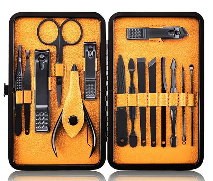 Keiby Citom Professional Stainless Steel Nail Clipper Travel & Grooming Kit Nail Tools Manicure & Pedicure Set of 15pcs wi...