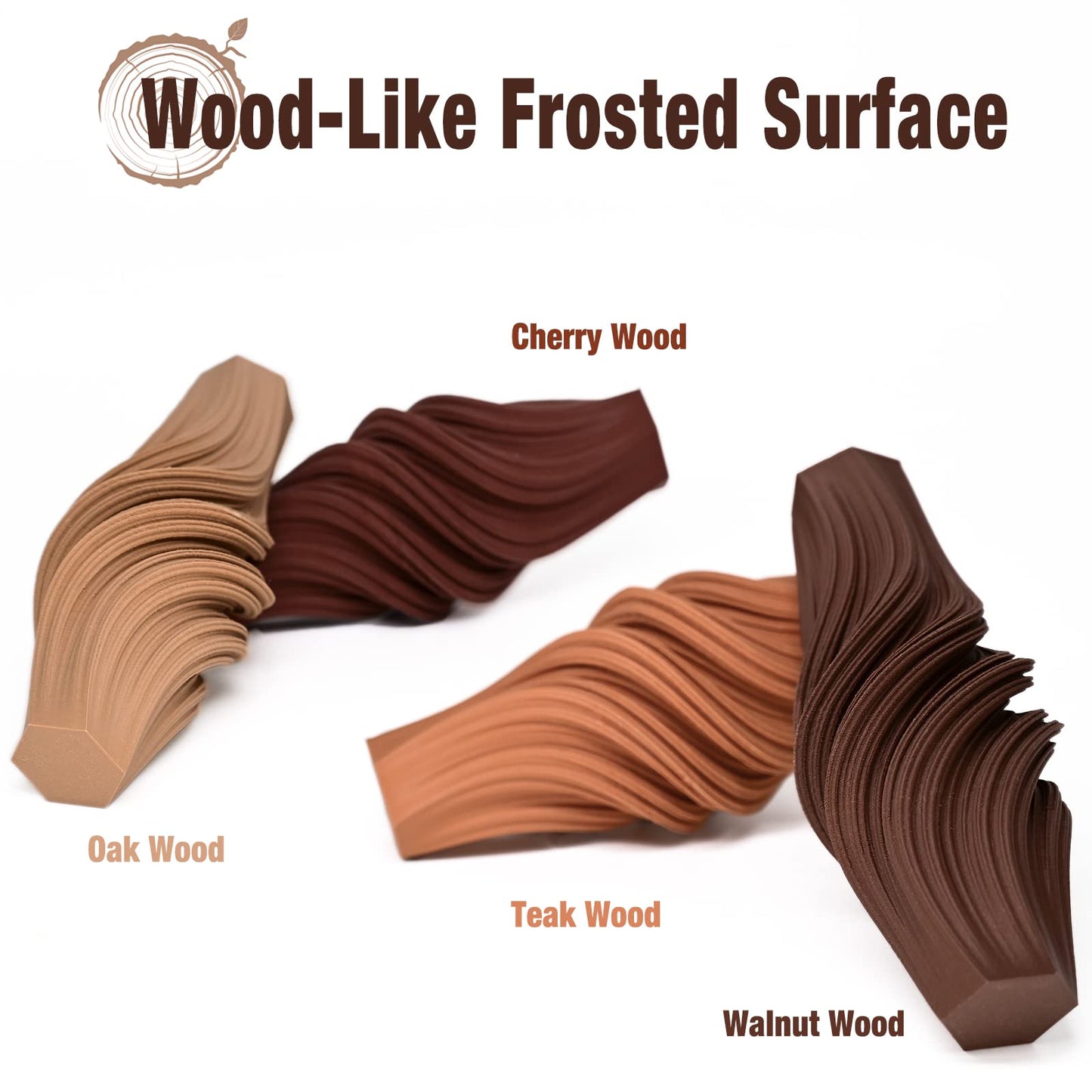 OVV3D Wood 3D Printer Filament Bundle, Wood PLA Filament 1.75mm Bundle, Add More Than 30% Real WoodFiber, Walnut, Oak, Cherry, Teak, 1.75 PLA Filament 3D Printing Filament, 200g X 4 Pack