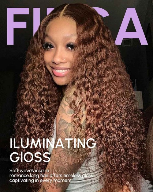 18 Incn Deep Wave Brown Lace Front Wig Human Hair 200 Density Deep Wave Hd Lace Front Wigs Curly Wig Human Hair