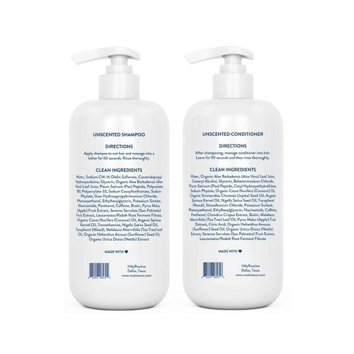 Routine Wellness Shampoo and Conditioner Set and Hair Serum for Stronger Hair - Biotin | Color Safe | Sulfate-Free | Vegan | Clinically Tested | Nourishing Oils and Vitamins - Unscented