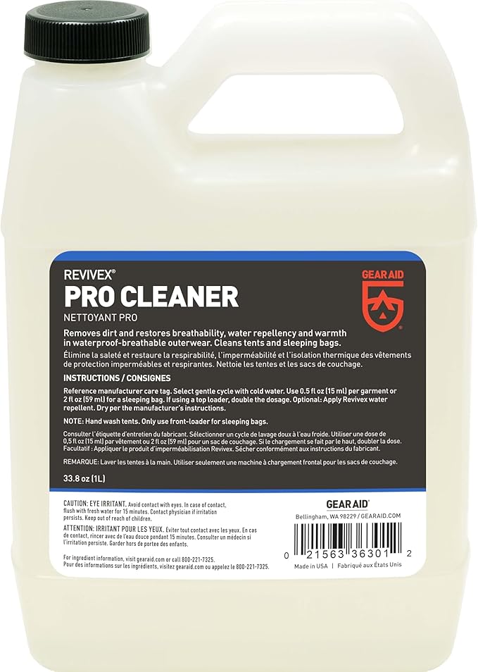 GEAR AID Revivex Pro Cleaner Wash for Synthetic Technical Fabrics, GORE-TEX Jackets, Tents, Sleeping Bags, Ski Pants, Glov...