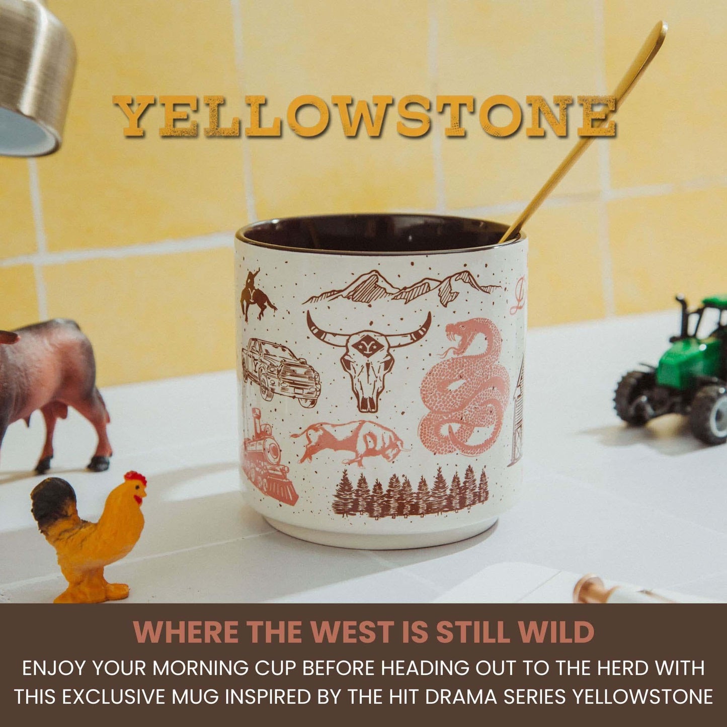 Silver Buffalo Yellowstone Dutton Ranch Ceramic Mug | Coffee Cup For Espresso, Tea, Cocoa | Holds 13 Ounces