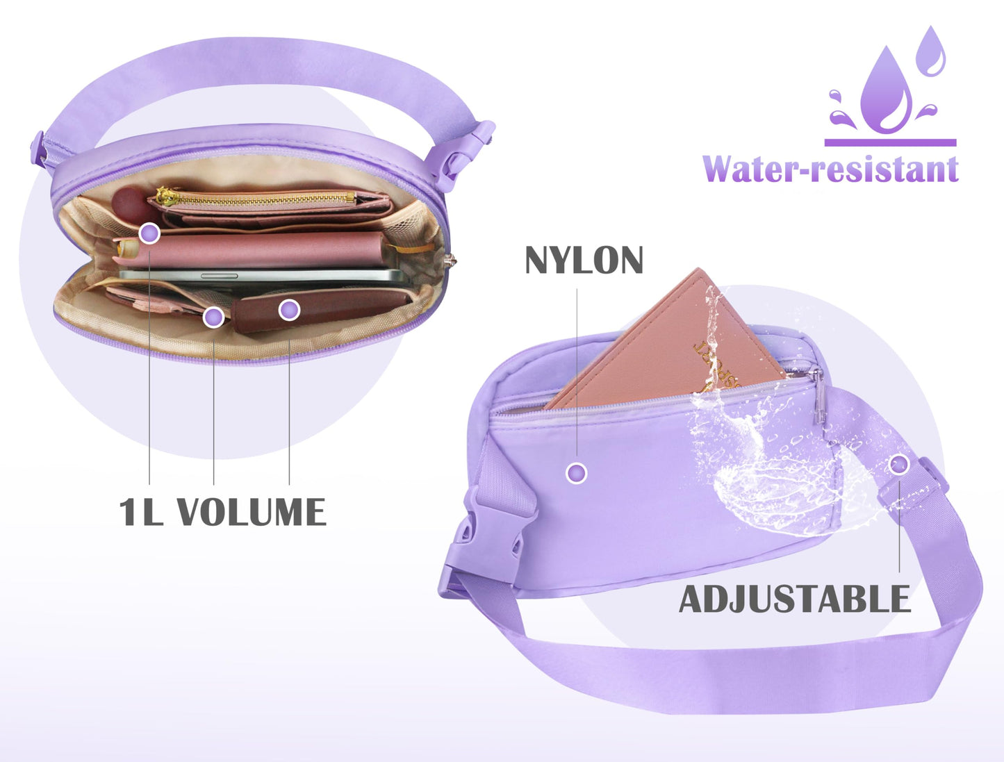 COSHAYSOO Birthday Gifts for Girls Purple Fanny Pack Initial Belt Bag Crossbody Purse 4 5 6 7 8 9 10 11 12 13 14 15 Year Old Girl Daughter Tween Preteen Teen Girl Trendy Stuff Letter A