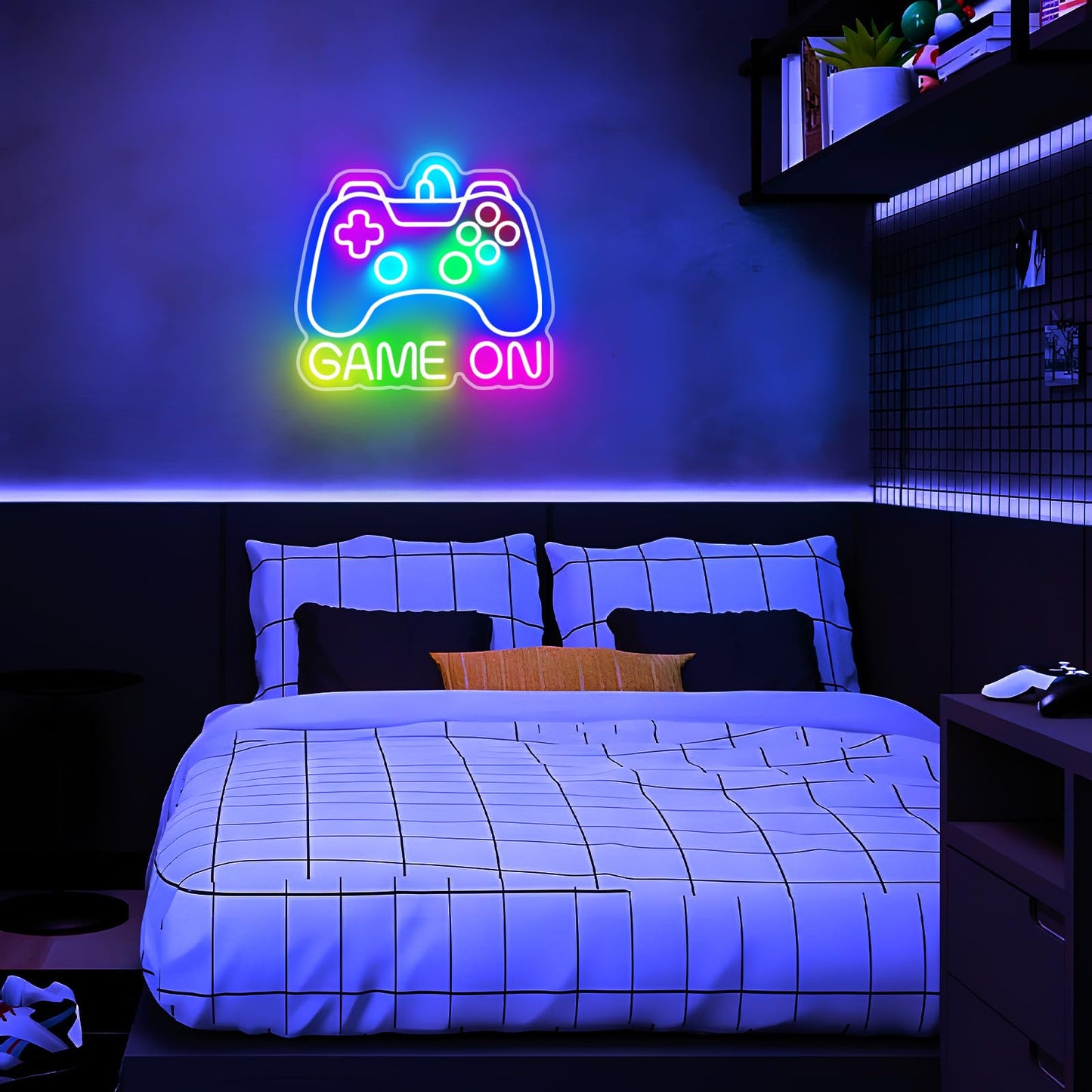 Basaneon Gamer Neon Sign, Dimmable Neon Controller Sign for Gaming Room Decor, USB Powered Gamepad Shaped Gaming Neon Sign for Teen Boys Room Decor - Best Gifts Led Gaming Sign for Teenage Boys Kids