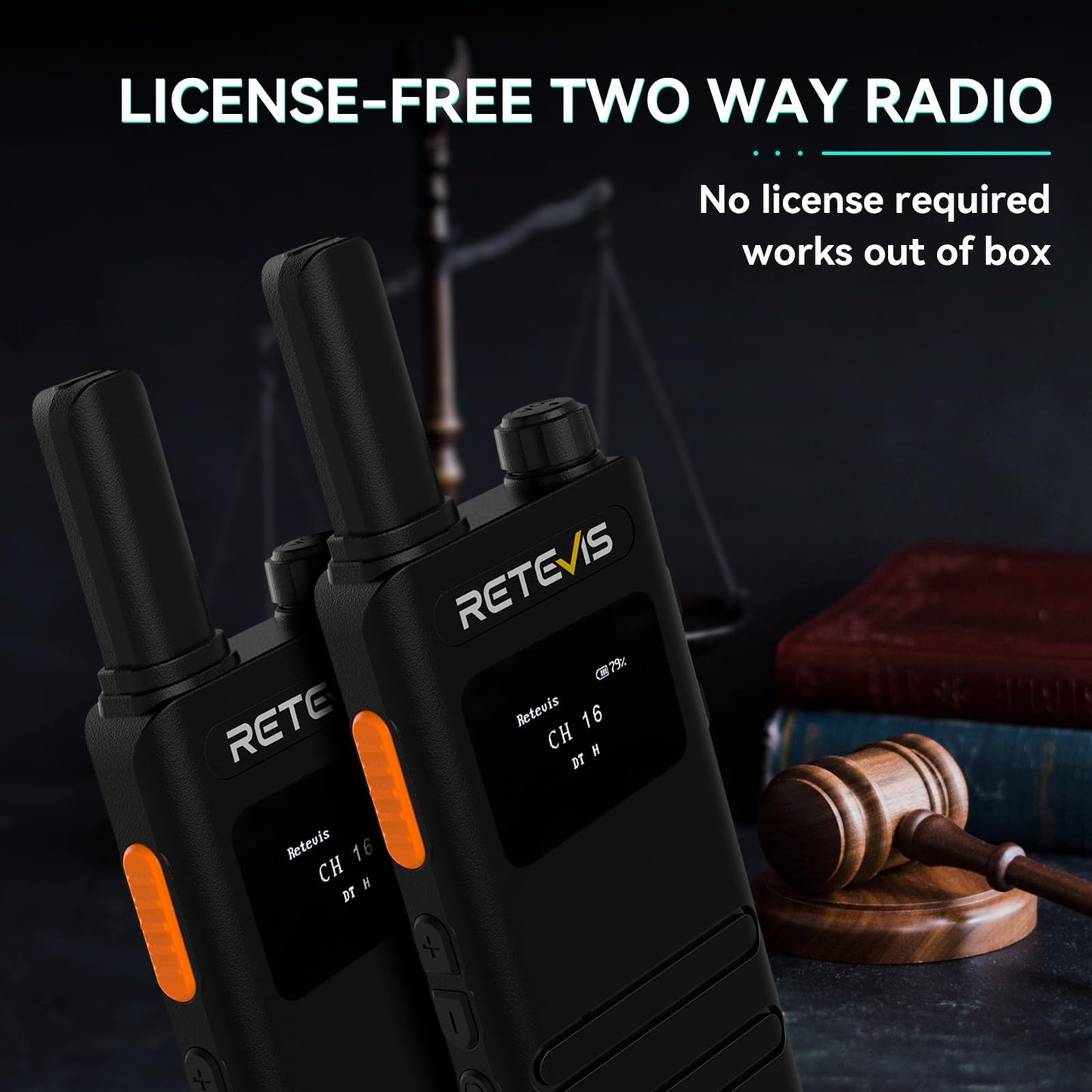 Retevis B3S Walkie Talkies,Portable Two-Way Radios With Lcd Screen,Emergency Alarm,1620Mah Battery, Handsfree Walkie Talkie For