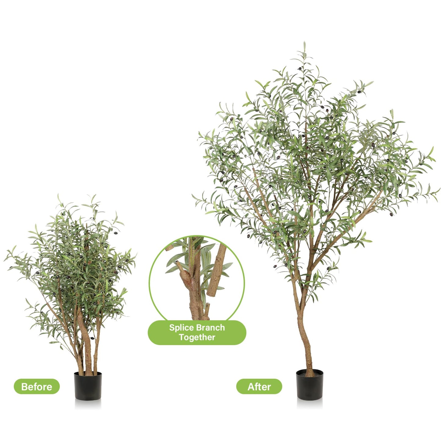 Realead Faux Olive Tree 7ft - Tall Olive Trees Artificial Indoor - Fake Potted Olive Silk Tree with Natural Olive Branches and Realistic Leaves - Artificial Olive Trees for Home Office Decor Indoor