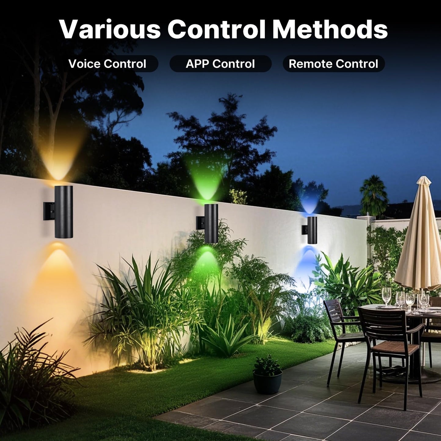 futxnziey RGBCW Outdoor Wall Light 1 Pack, Smart Porch Light Dusk to Dawn Lighting with Remote Control, WiFi Outdoor Wall Sconce, Compatible with Alexa, Exterior Lights for House Porch Garage