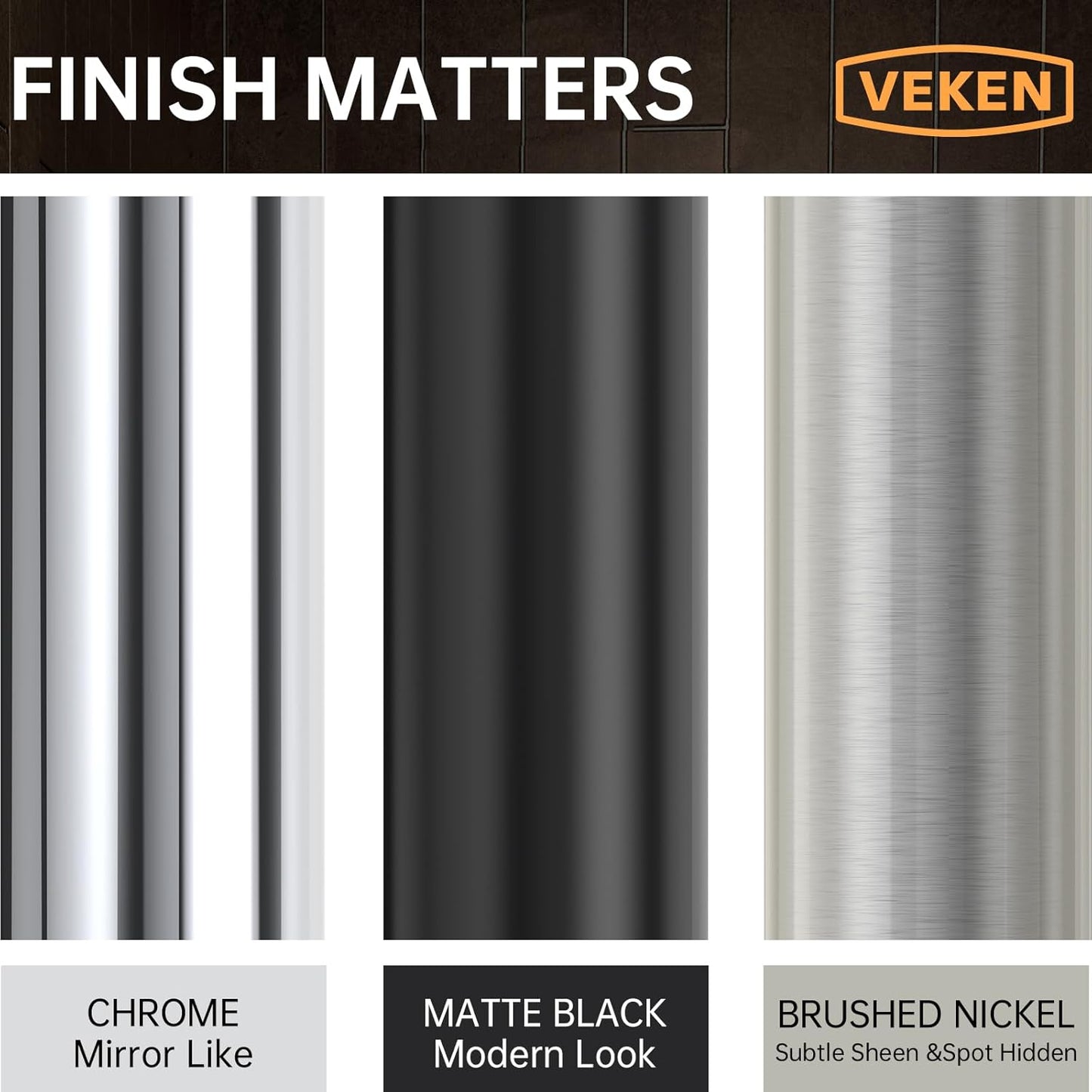 Veken 10" Luxurious All Metal Rain Shower Head with Handheld, High Pressure Rainfall Shower Heads wih Extension Arm, Wide Dual Showerhead with Spray Combo, Bathroom Accessories, Chrome, Silver