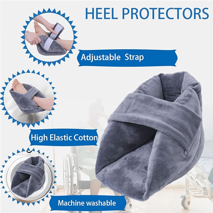 AUSTYLCO 2PCS Heel Protector Cushion-Foot Support Pillow,Anti-Decubitus Heel Pad for Heel Pain Relief,Pressure Sores,Pressure Sores,Bed Sores,Plantar Fasciitis,Adjustable in Size