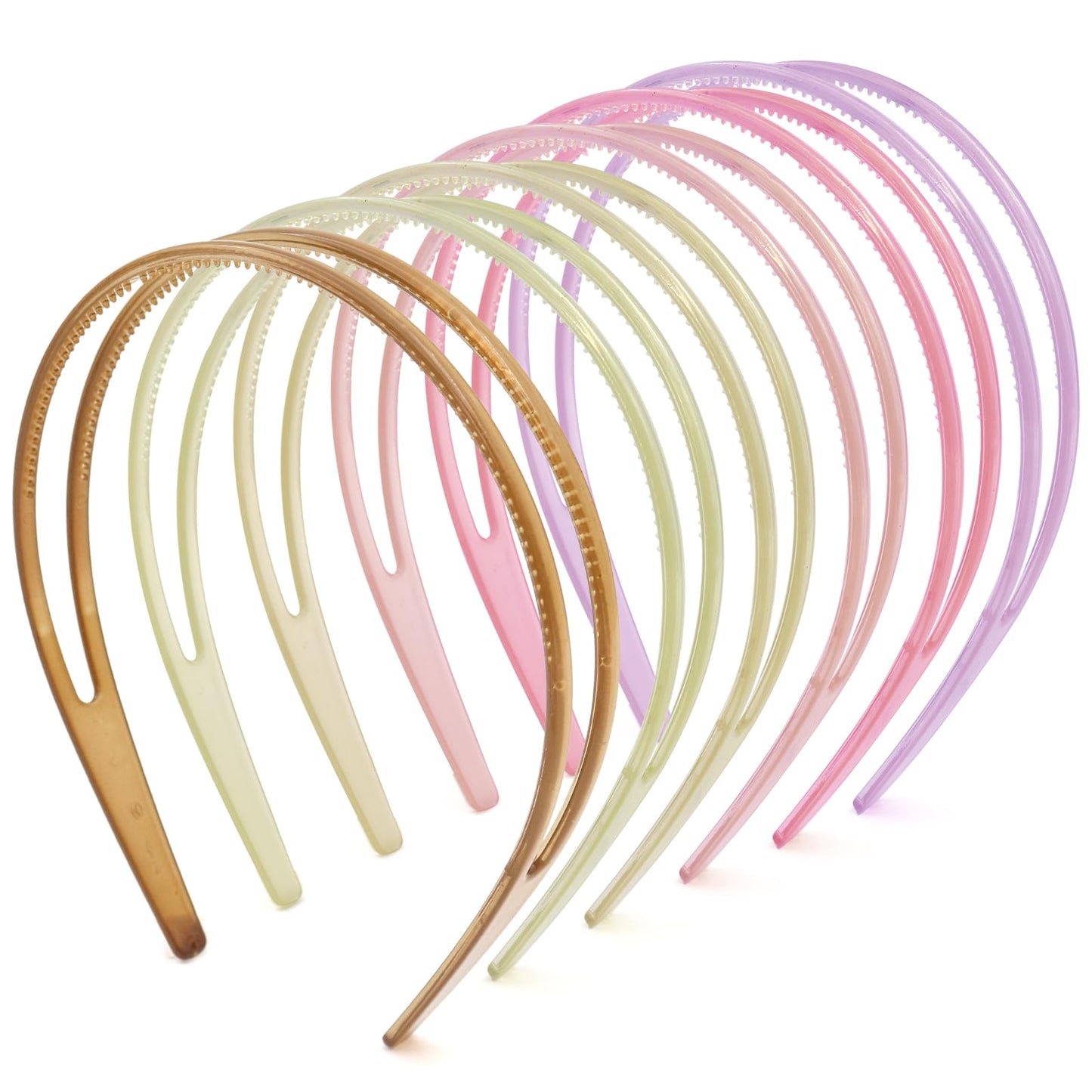 forenee Plastic Thin Skinny Headbands - 6 Pack Double Row Teeth Comb Headbands - Non-Slip Headband with Teeth Hair -Headband for