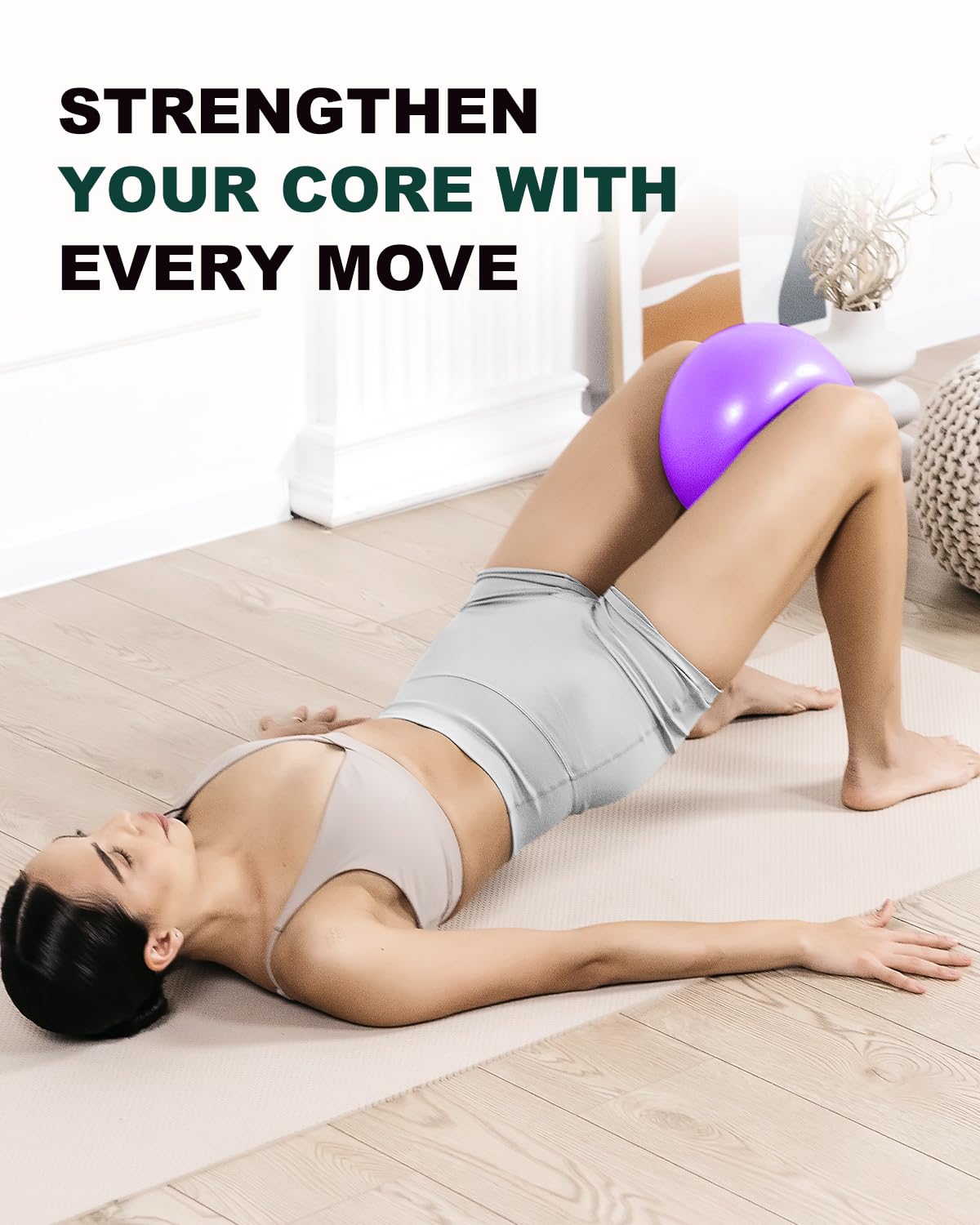 Trideer 9-Inch Pilates Exercise Ball for Yoga & Core Training, Small Stability Ball with Guide for Physical Therapy, Balance, Stretching, Gym and Home Use