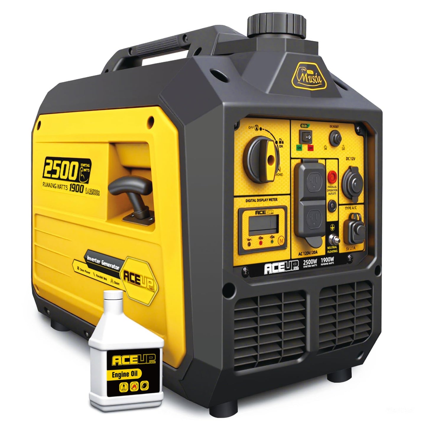 Aceup Energy 2500 Watt Gas Inverter Generator, Super Quiet Portable Generator For Home Use, Camping, Epa Compliant