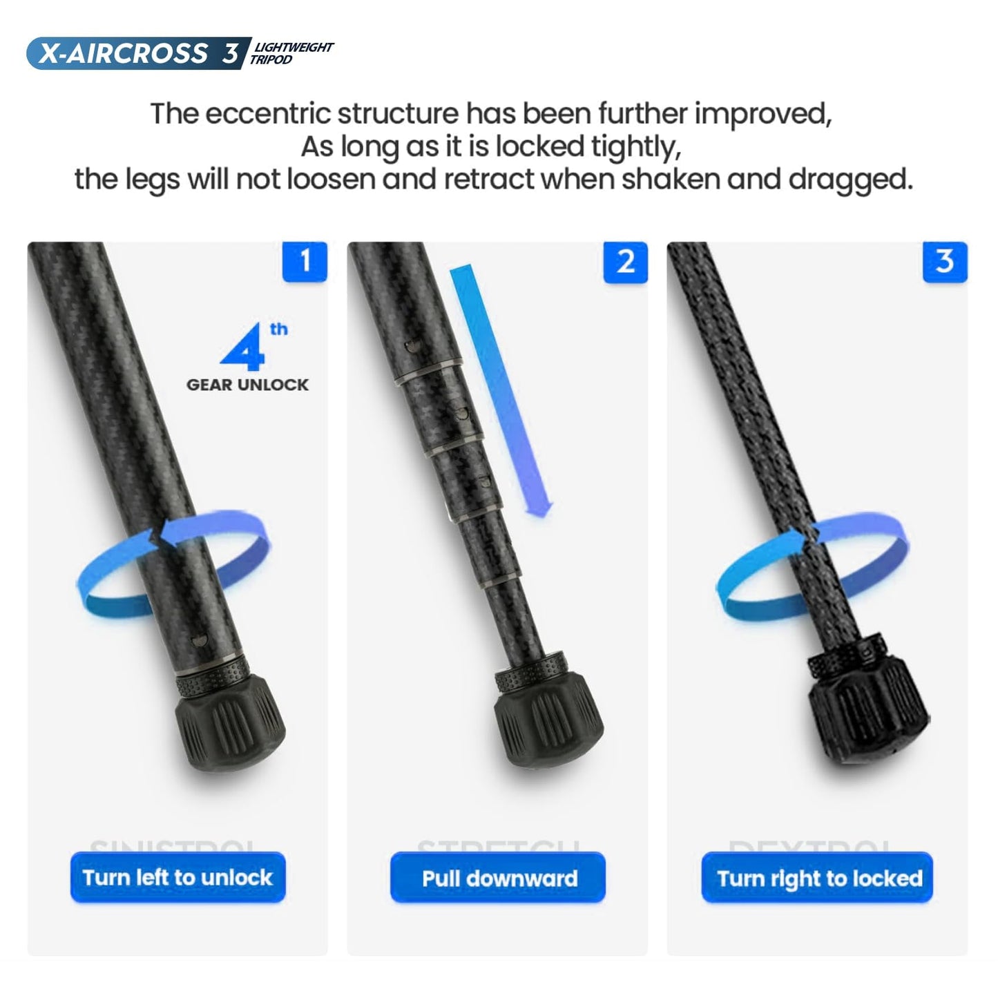 Fotopro Carbon Fiber Tripod 60 Inch 360 Degree Ball Head Quick Release Plate Lightweight Camera Tripod for Travel Folded Height Only 14.2", Max Loads up to 22lbs, X-Aircross 3 Blue
