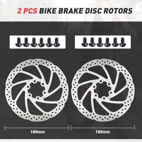 BALINGE Ebike Brakes Hydraulic Set 2-Pin Power-Off Connector 2-Pistons E-Bike Electric Power-Off Hydraulic Brake Set Front + Rear with 160mm 6 Bolts Disc Rotors