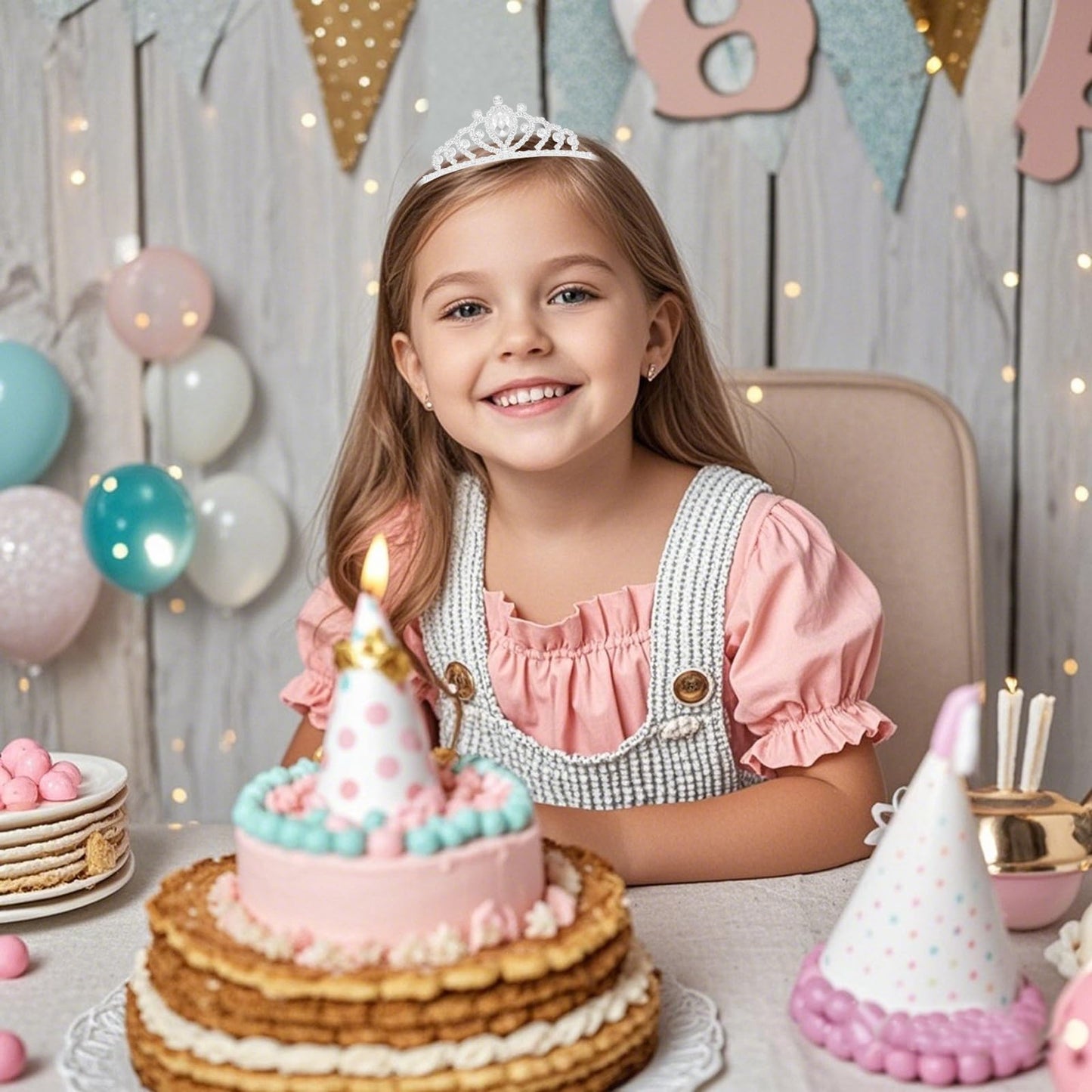 Aprince Silver Tiaras for Women Girls Crystal Princess Crown Birthday Girl Headband Glitter Hair Accessories for Prom Costume Pa