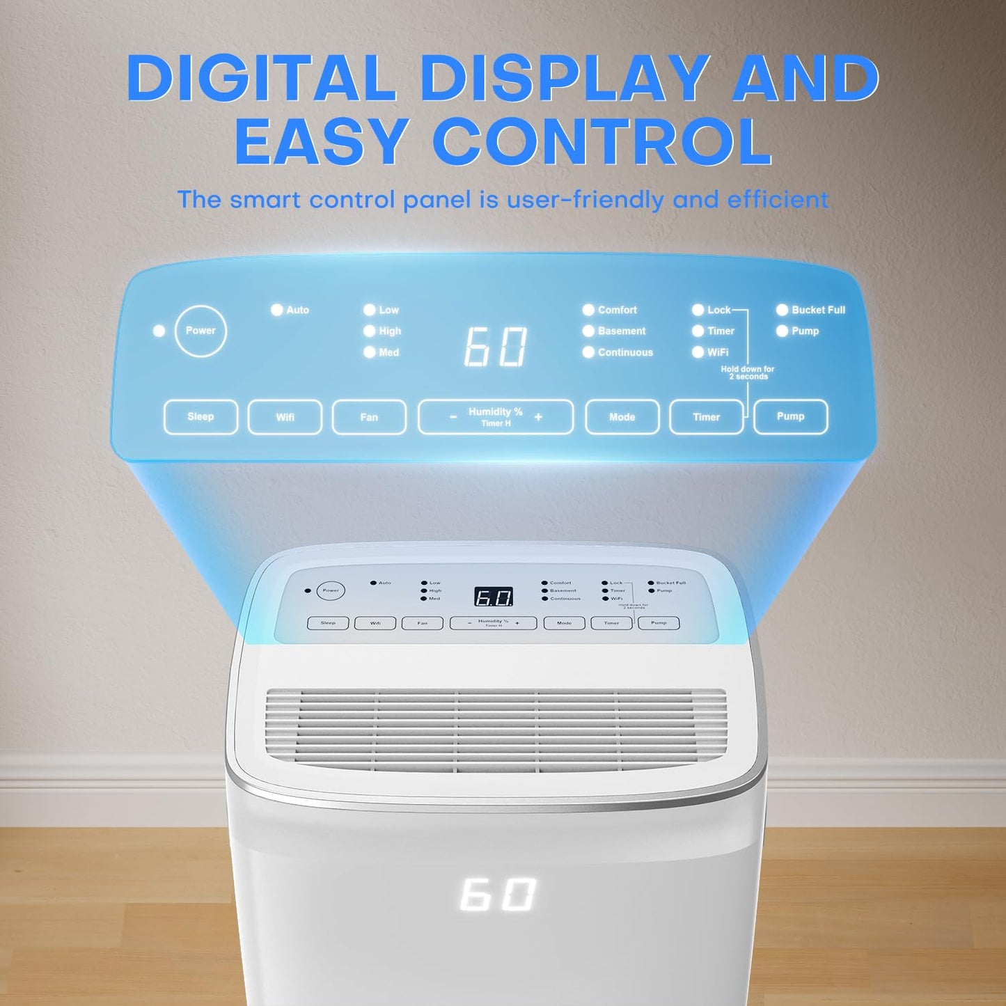 4,500 Sq.Ft Dehumidifier for Basement, Max 80 Pint/Day (Standard 60 Pint/Day) Smart WiFi Dehumidifier with Pump Drain Hose & Auto Humidity Control, Large Dehumidifiers for Home, RV, Bathroom, Bedroom