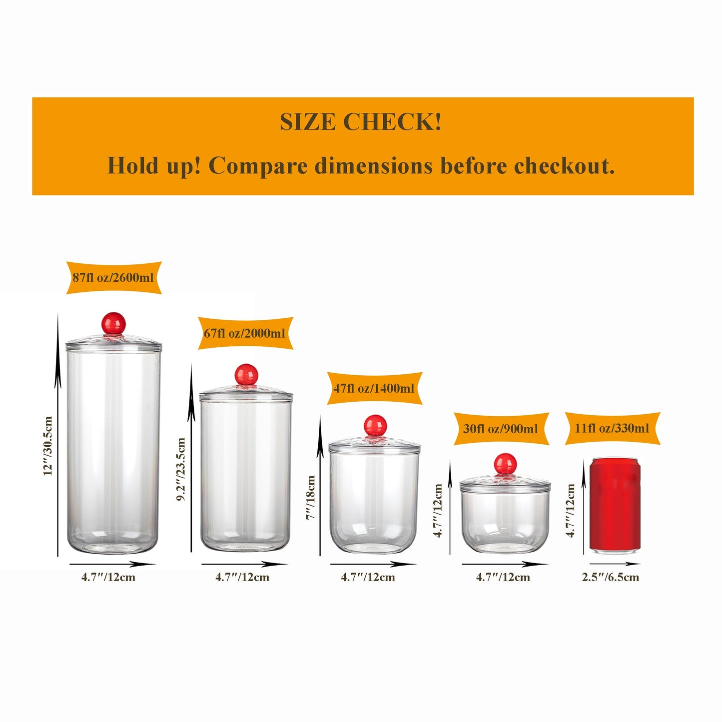 KEKEHOME 30oz Clear Candy Jar with Lid for Office Desk, Plastic Cookie Storage Jar for Kitchen Counter, 900ml