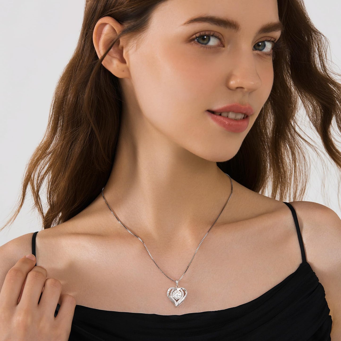 DOFRID Moissanite Necklace for Women, 1-3 Carat Heart Pendant Necklace, 925 Sterling Silver, Anniversary Present for Wife, Women, Birthday Gifts for Wife, Jewelry Gifts for Girlfriend, Mom