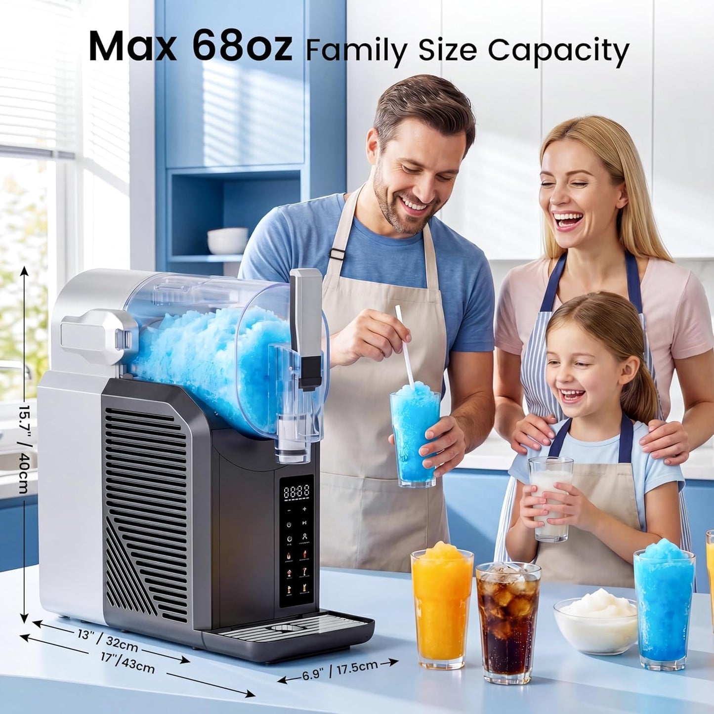 XCITY Slushie Machine, 68oz Slushy Maker for Home & Party, No Ice Needed, Commercial Frozen Drink Machine for Margaritas, Frappés, Milkshakes, Cold Drinks & Frozen Juice