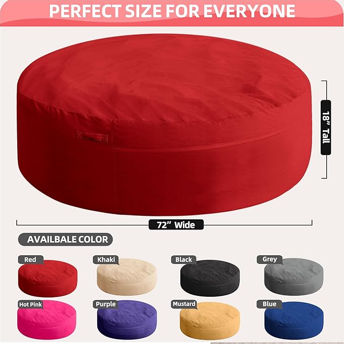 HABUTWAY XX-Large Bean Bag Chair: Giant 7' Memory Foam Furniture Bean Bag Chairs for Adults with Microfiber Cover 7Ft (Red)