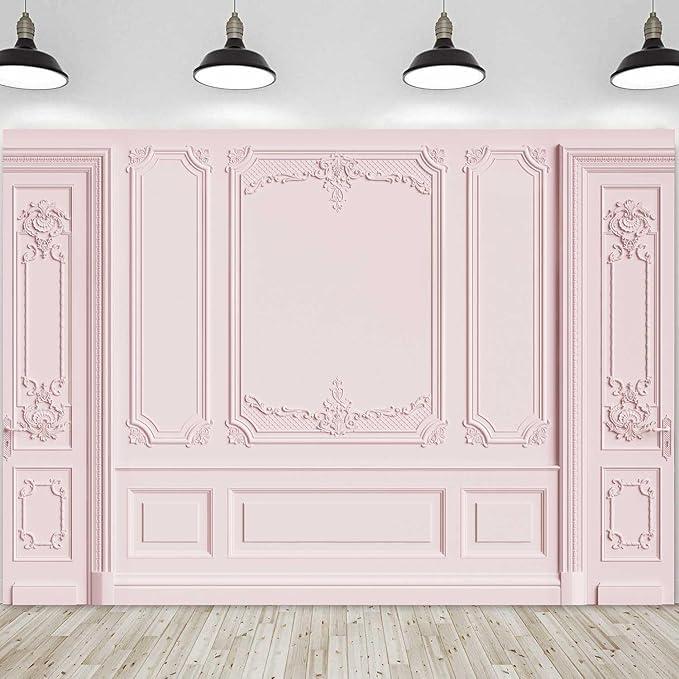Ayayiya Light Pink Empty Room Wall Photography Backdrop Classic Interior Wedding Photo Background Girls Birthday Baby Show...