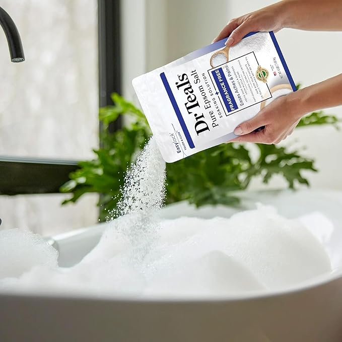 Dr Teal's Pure Epsom Salt Soak, Fragrance Free, 4 lbs (Packaging May Vary) (Pack of 5)