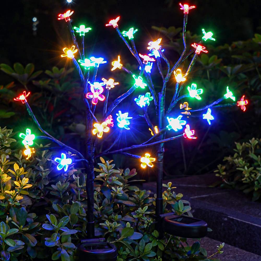 IUEECEN Solar Garden Lights Garden Decor, Solar Flowers Outdoor Decorative,2Pack 40LED Fairy Solar Lights Outdoor Waterproof Outside Yard,Patio,Pathway Decorations,Gardening Gifts for Women Mom