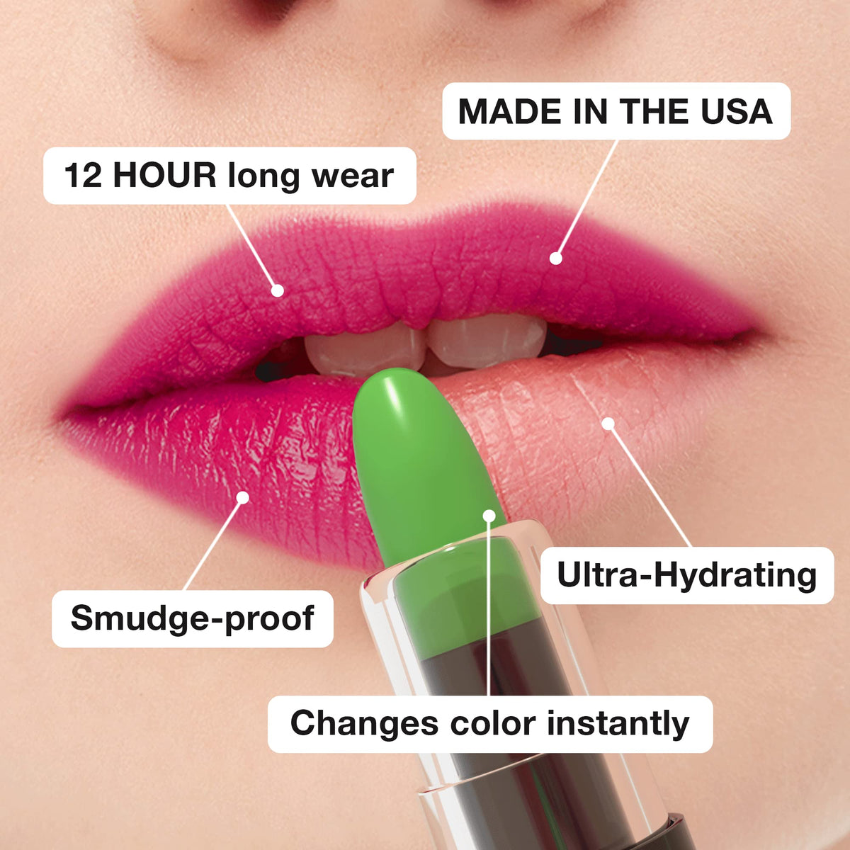 MOODmatcher Lipstick, 10PC Collection of the Original Color-Change Lipstick - Maskproof, 12 HOUR Long Wear, Enriched with Aloe &