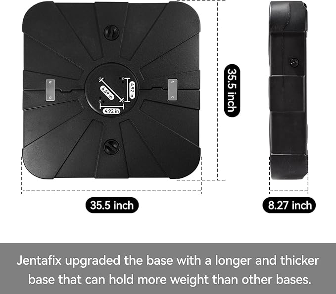 Jentafix Patio Outdoor Cantilever Umbrella Base, Fillable Stand with Wheels, 315 lbs Capacity for Large Offset Umbrella (35.5 Inches)