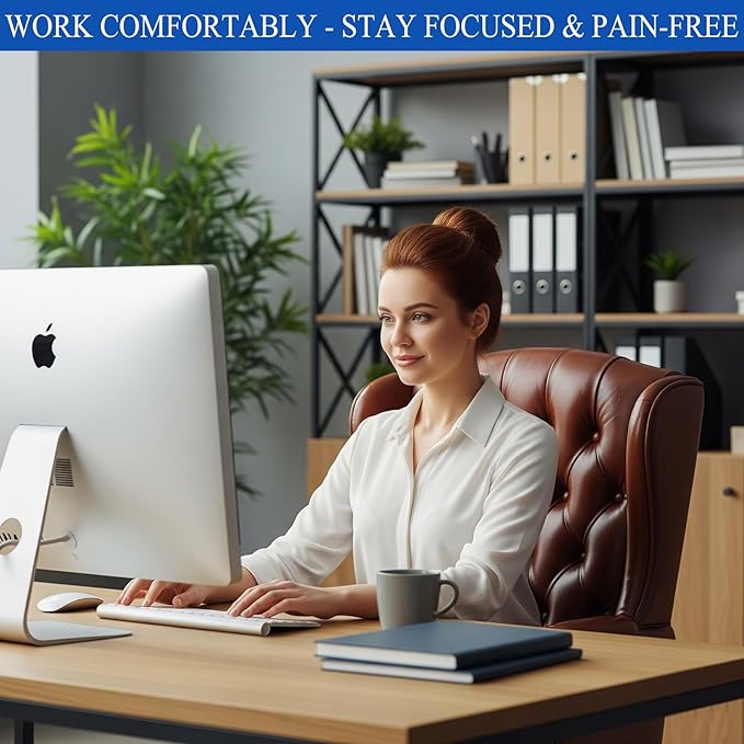 PilloVive Ergonomic Seat Cushion for Office Chair &Car-Advanced Memory Foam Coccyx Pillow for Tailbone,Sciatica &Lower Back Pain Relief-Non-Slip Desk Chair Pad for Long Sitting,Posture Support-Black