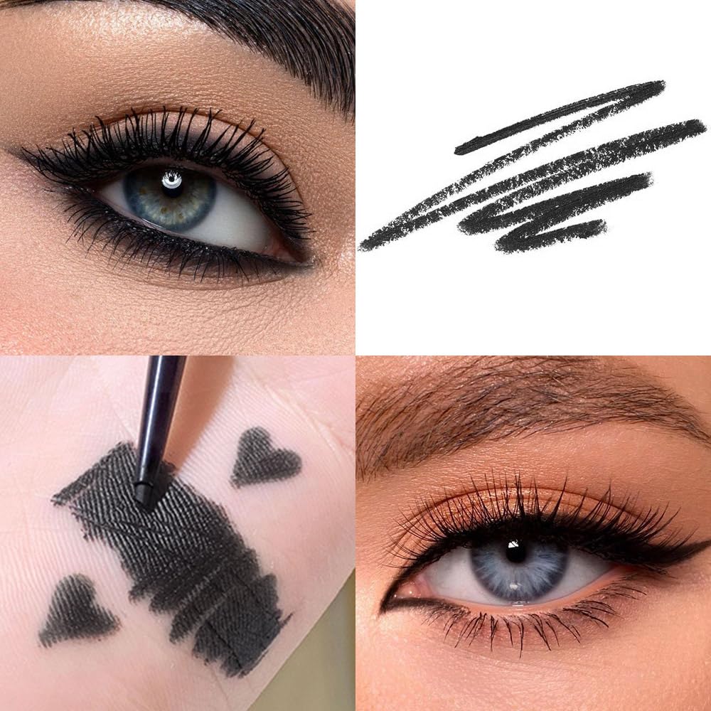 10PCS Black Automatic Waterproof Inner Eyeliner, Eyeshadow & Eyebrow Pencil - Multi-Use Cream Pen for Liner, Shadow & Brows