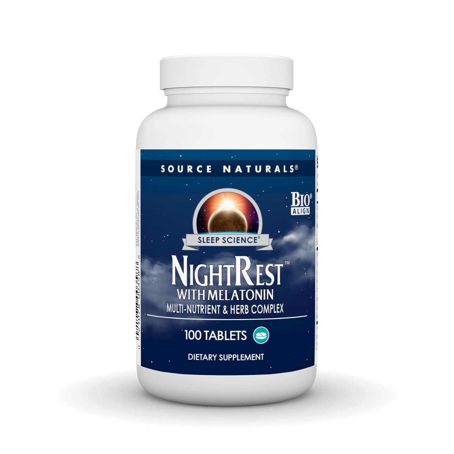 Source Naturals Sleep Science NightRest with Melatonin - BioAligned MultiNutrient & Herb Complex, for Rest & Relaxation Support* - 100 Tablets