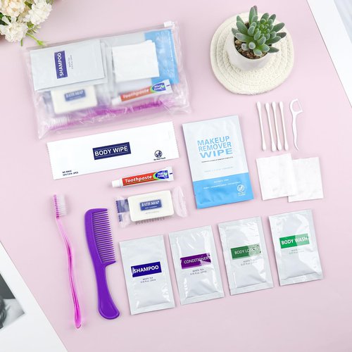 HQSLsund 50 Kits Travel Toiletry Kit Bulk, Personal Hygiene Kit, Disposable Hygiene Kit Homeless Care Supplies Charity Kit For Home, Hotel, Camping, Travel