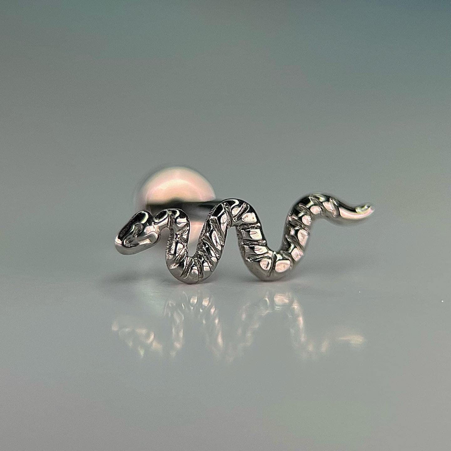 FINE4U 16G Snake Piercing Jewelry for Conch, Tragus, Helix - ASTM F136 Titanium Hypoallergenic Cartilage Earring, Internally Thr
