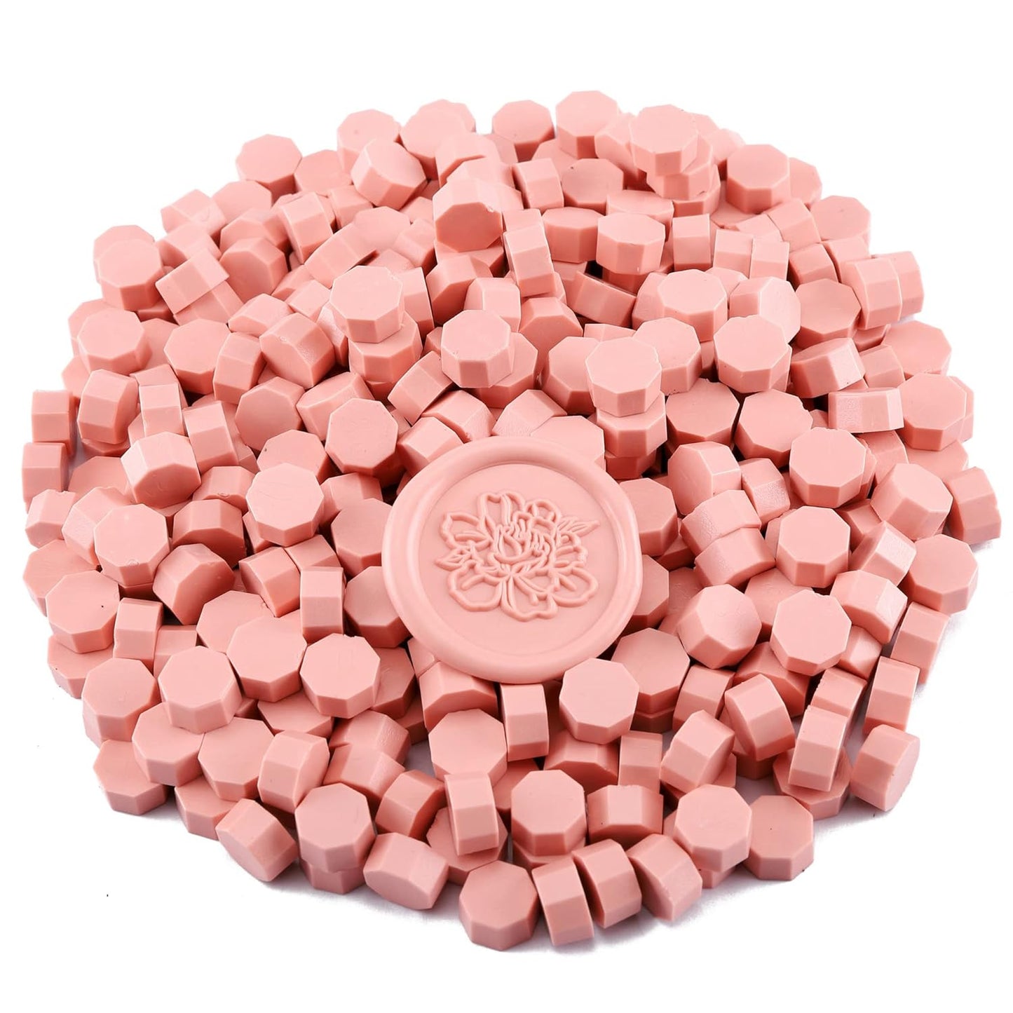 Yoption 360Pcs Dusty Pink Sealing Wax Beads, Sealing Wax Kit for Wax Seal Stamp, Hexagon Wax Seal Beads with 4Pcs Tea Candles and 2 Wax Seal Spoon