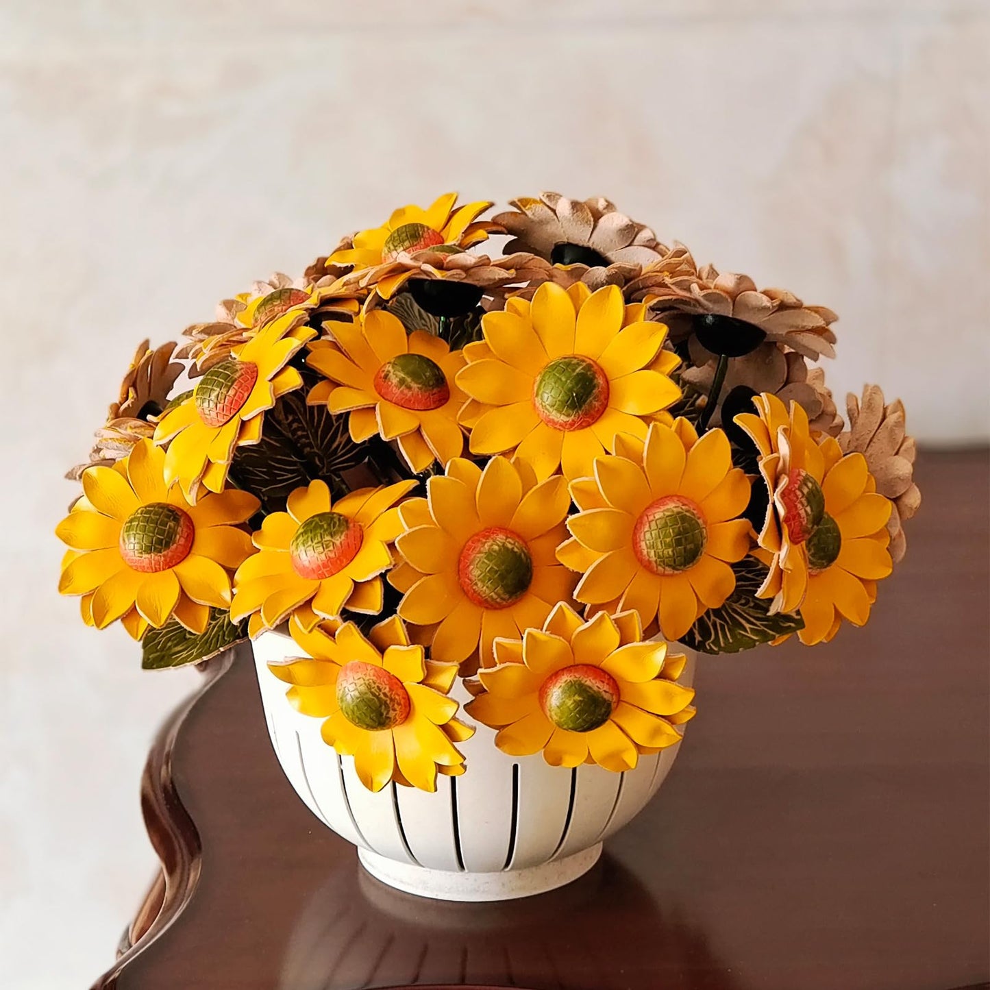 Rimvoe Genuine Leather Sunflower 3rd Year Anniversary Keepsake for Her Him, Leather Gifts for 3 Year Anniversary